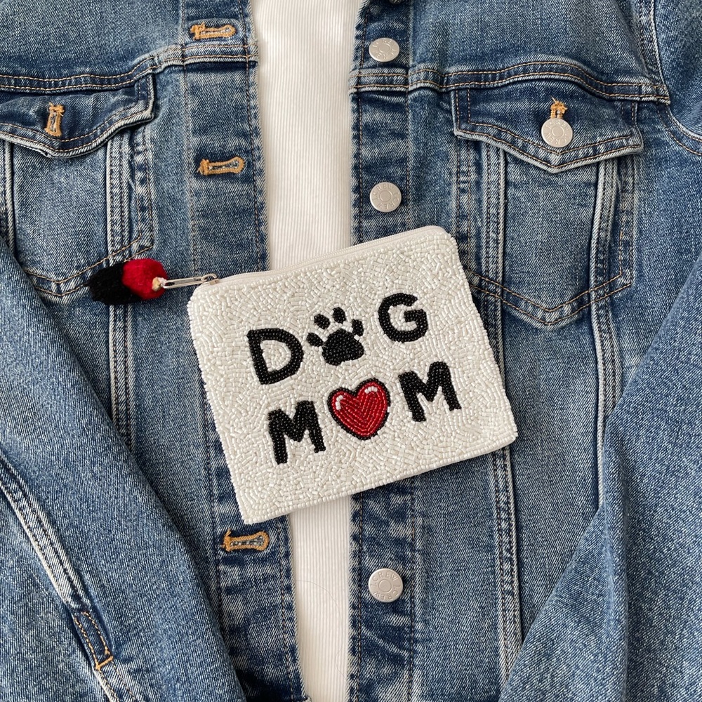 Dog Mom Coin Pouch Beaded Coin Pouch seed bear Coin Bag Beaded Coin Purse White - Picture 3 of 5